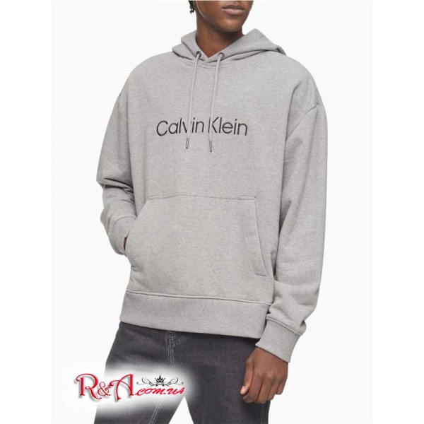 Мужское Худи CALVIN KLEIN (Relaxed Fit Logo French Terry Hoodie) 62630-02 Medium Серый Heather