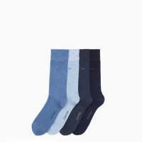 Мужское Платье (Flat Knit Logo 4-Pack Dress Socks) 62250-02 Denim Heather Assorted