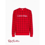 Мужской Свитшот CALVIN KLEIN (Windowpane Crewneck Sleep Sweatshirt) 61792-02 Windowpane Printed Rustic Красный