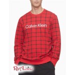 Мужской Свитшот CALVIN KLEIN (Windowpane Crewneck Sleep Sweatshirt) 61792-02 Windowpane Printed Rustic Красный