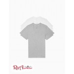 Мужская Футболка CALVIN KLEIN (Cotton Classic Slim Fit 5-Pack V-Neck T-Shirt) 46423-02 Белый/ Серый Heather