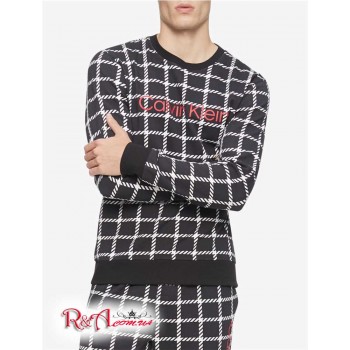 Мужской Свитшот (Windowpane Crewneck Sleep Sweatshirt) 61793-02 Windowpane Printed Черный