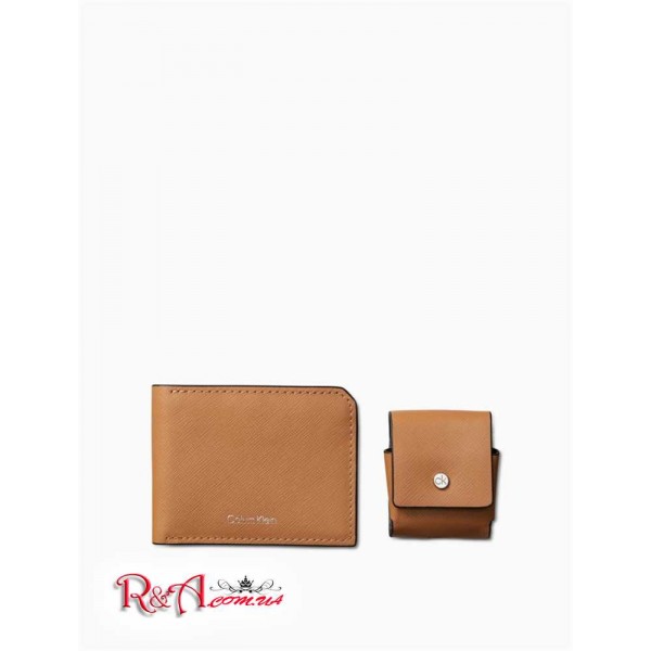 Мужской Бумажник CALVIN KLEIN (Saffiano Leather Bifold Wallet + Airpods Case Gift Set) 65855-02 Cuoio