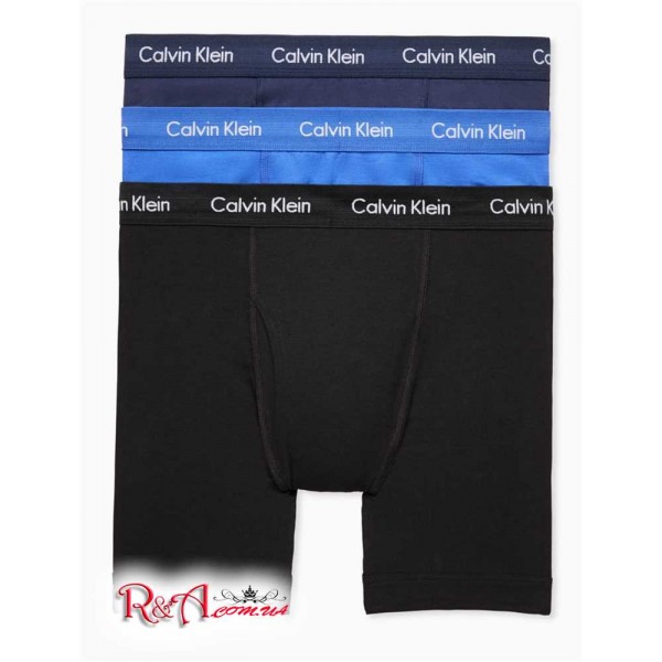 Мужское Нижнее белье CALVIN KLEIN (Cotton Stretch 3-Pack Boxer Brief) 61815-02 Черный Кобальтy Синий Синий Shadow