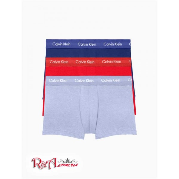 Мужские Трусы CALVIN KLEIN (Cotton Stretch 3-Pack Low Rise Trunk) 61825-02 Tomato/Soft Grape/Prepster Синий