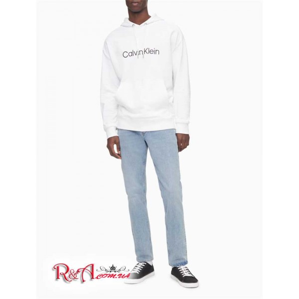 Мужское Худи CALVIN KLEIN (Relaxed Fit Logo French Terry Hoodie) 62626-02 Блестящий Белый