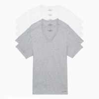 Чоловіча Футболка (Cotton Classics 5-Pack V-Neck T-Shirt) 61886-02 Сірий/ Білий