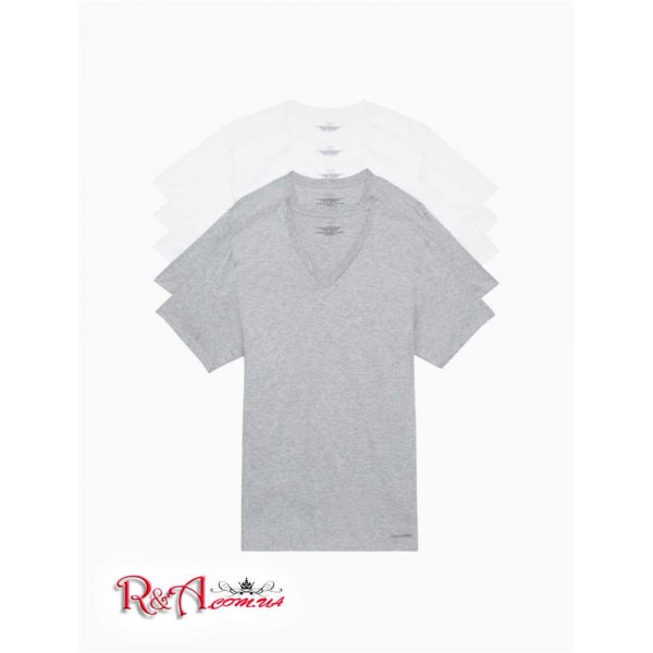 Мужская Футболка CALVIN KLEIN (Cotton Classics 5-Pack V-Neck T-Shirt) 61886-02 Серый/ Белый
