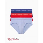 Мужское Нижнее белье CALVIN KLEIN (Cotton Stretch 3-Pack Hip Brief) 61827-02 Tomato/Soft Grape/Prepster Синий