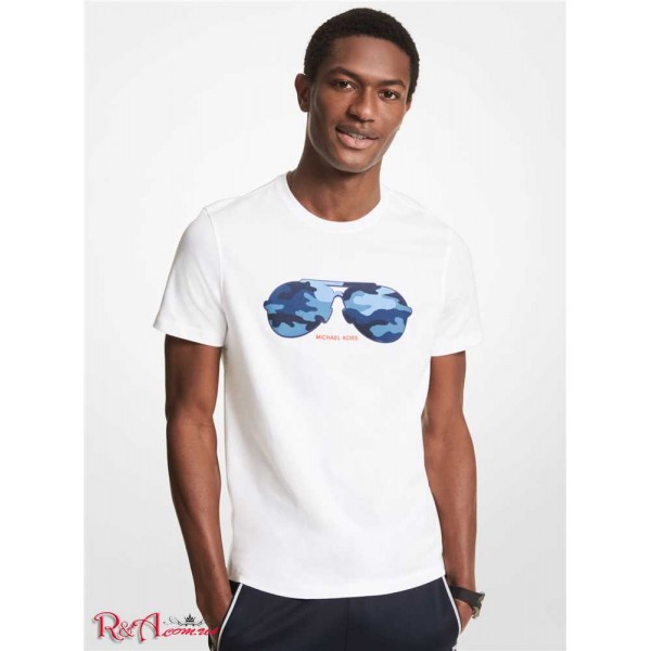 Чоловіча Футболка MICHAEL KORS (Camo Aviator Print Cotton T-Shirt) 65098-05 білий