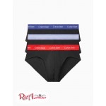 Мужское Нижнее белье CALVIN KLEIN (Cotton Stretch 3-Pack Hip Brief) 61828-02 Tomato/Grape/Синий