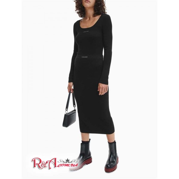 Жіночий Светр CALVIN KLEIN (Slim Fit Stretch Knit Logo Sweater) 65670-02 Чорний