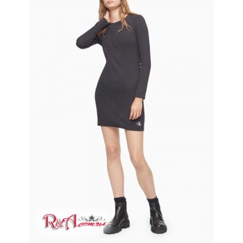 Жіноче Хенлі (Ribbed Monogram Logo Henley Dress) 65780-02 Чорний