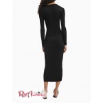 Женское Платье CALVIN KLEIN (Ribbed V-Neck Midi Dress) 62711-02 Черный