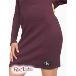 Женское Хенли CALVIN KLEIN (Ribbed Monogram Logo Henley Dress) 65781-02 Burgundy