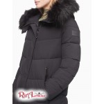 Женский Пуховик CALVIN KLEIN (Faux Fur Hood Full Zip Puffer Coat) 62762-02 Черный