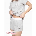 Женская Футболка CALVIN KLEIN (Carousel Logo Sleep T-Shirt + Sleep Shorts Set) 61993-02 Серый Heather