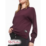 Жіночий Светр CALVIN KLEIN (Solid Monogram Logo Patch Hooded Sweater) 62794-02 Burgundy