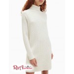 Женская Водолазка CALVIN KLEIN (Relaxed Turtleneck Monogram Logo Sweater Dress) 65684-02 Белый Heather