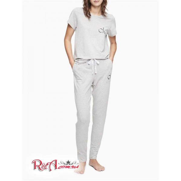 Женская Футболка CALVIN KLEIN (Carousel Logo Sleep T-Shirt + Sleep Joggers Set) 62034-02 Серый Heather