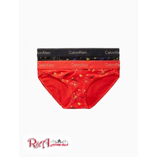 Женские Бикини CALVIN KLEIN (Modern Cotton 2-Pack Bikini) 65734-02 Красный Blaze/Черный
