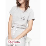 Женская Футболка CALVIN KLEIN (Carousel Logo Sleep T-Shirt + Sleep Joggers Set) 62034-02 Серый Heather