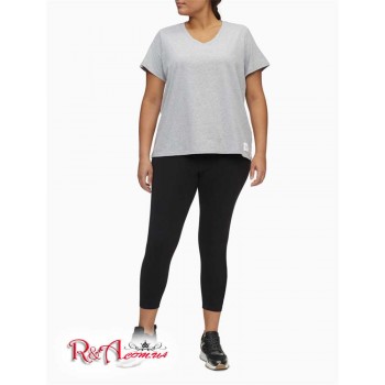 Жіноча Футболка (Plus Size Performance V-Neck Logo Patch T-Shirt) 65775-02 Перловий Сірий Heather