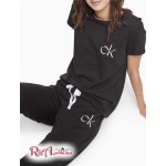 Женская Футболка CALVIN KLEIN (Carousel Logo Sleep T-Shirt + Sleep Joggers Set) 62035-02 Черный