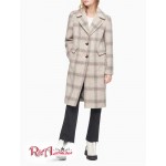 Женское Пальто CALVIN KLEIN (Plaid Notch Lapel Button-Front Coat) 62775-02 Tan/Розовый