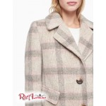 Женское Пальто CALVIN KLEIN (Plaid Notch Lapel Button-Front Coat) 62775-02 Tan/Розовый