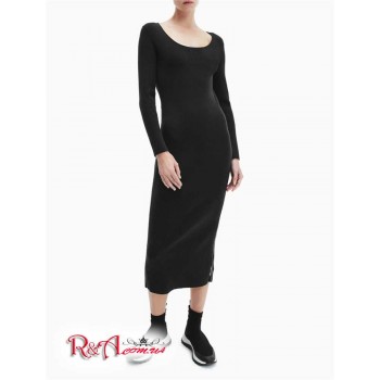 Женское Платье (Ribbed Knit Blend Scoopneck Maxi Dress) 65686-02 Черный