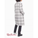 Женское Пальто CALVIN KLEIN (Plaid Notch Lapel Button-Front Coat) 62776-02 Серый/Слоновая Кость