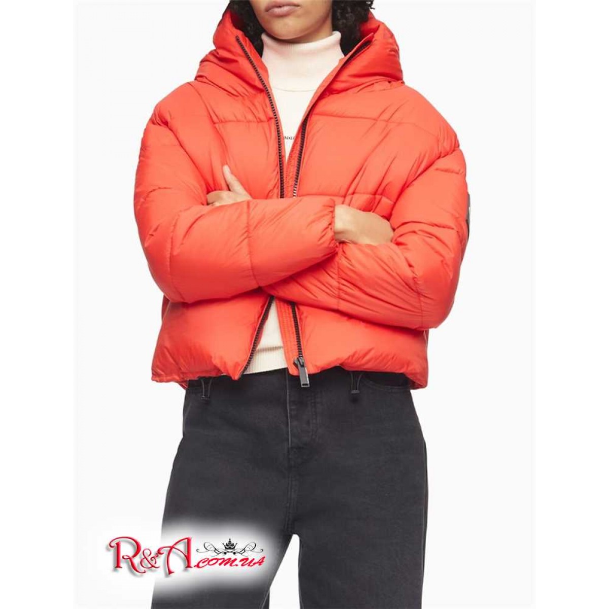 calvin klein logo hooded puffer jacket