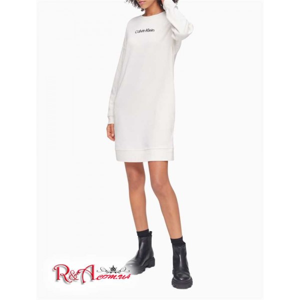 Жіноча Сукня Сорочка CALVIN KLEIN (Logo Crewneck Sweatshirt Dress) 62677-02 Mascarpone