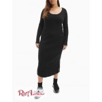 Женское Платье CALVIN KLEIN (Plus Size Ribbed Knit Blend Scoopneck Maxi Dress) 65687-02 Черный