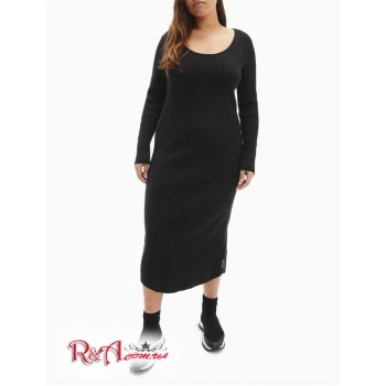 Женское Платье (Plus Size Ribbed Knit Blend Scoopneck Maxi Dress) 65687-02 Черный