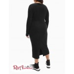 Женское Платье CALVIN KLEIN (Plus Size Ribbed Knit Blend Scoopneck Maxi Dress) 65687-02 Черный