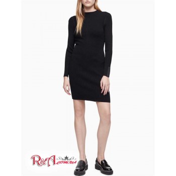 Женское Платье (Slim Ribbed Knit Jersey Dress) 65688-02 Черный