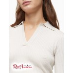 Женская Рубашка CALVIN KLEIN (Ribbed Long Sleeve Cropped Polo Shirt) 65668-02 Birch