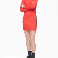 Жіноча Сукня (Logo Tape Ribbed Mock Neck Zip Dress) 62668-02 Chili