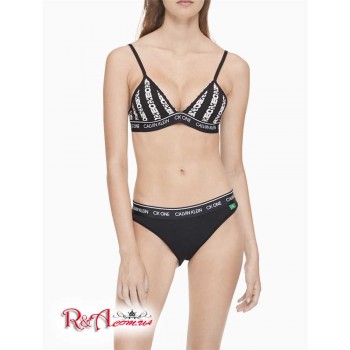 Женский Бралетт (CK One Unlined Triangle Bralette) 62059-02 Черный/ Белый Logo