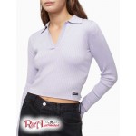 Женская Рубашка CALVIN KLEIN (Ribbed Long Sleeve Cropped Polo Shirt) 65669-02 Palma Фиолетовый