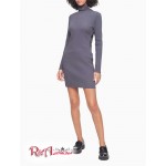 Женское Платье CALVIN KLEIN (Logo Tape Ribbed Mock Neck Zip Dress) 62669-02 Charcoal