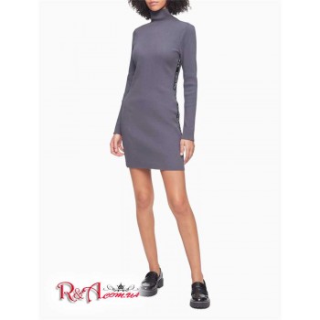 Женское Платье (Logo Tape Ribbed Mock Neck Zip Dress) 62669-02 Charcoal