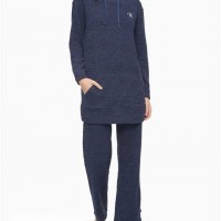 Жіноче Худі (CK One Plush Long Sleep Hoodie) 62009-02 Синій Shadow