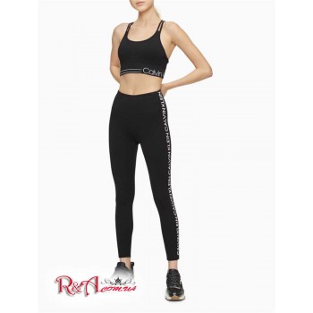 Женские Леггинсы (Performance Logo Stripe High Waist 7/8 Leggings) 62899-02 Черный/Белый