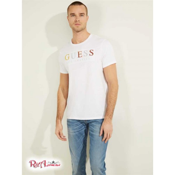 Мужская Футболка GUESS (Embossed Logo Tee) 41860-01 Clean Белый