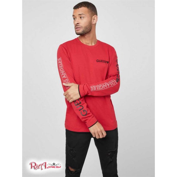 Чоловічий Лонгслів GUESS Factory (Coleman Long-Sleeve Logo Tee) 58270-01 Rugby Червоний