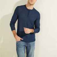 Чоловічий Лонгслів (Warehouse Long-Sleeve Henley) 55730-01 Silk Синій