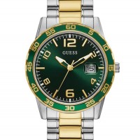 Мужские Часы (Two-Tone Metal And Green Dial Analog Watch) 41381-01 Серебро